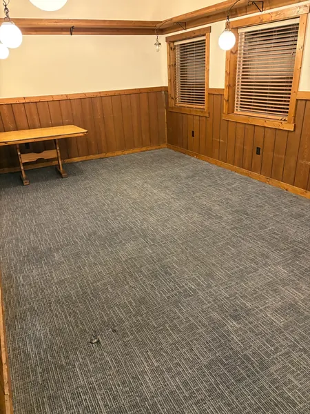 Dining room floor and seating area