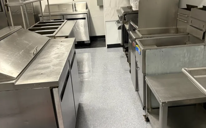 Commercial kitchen aisle